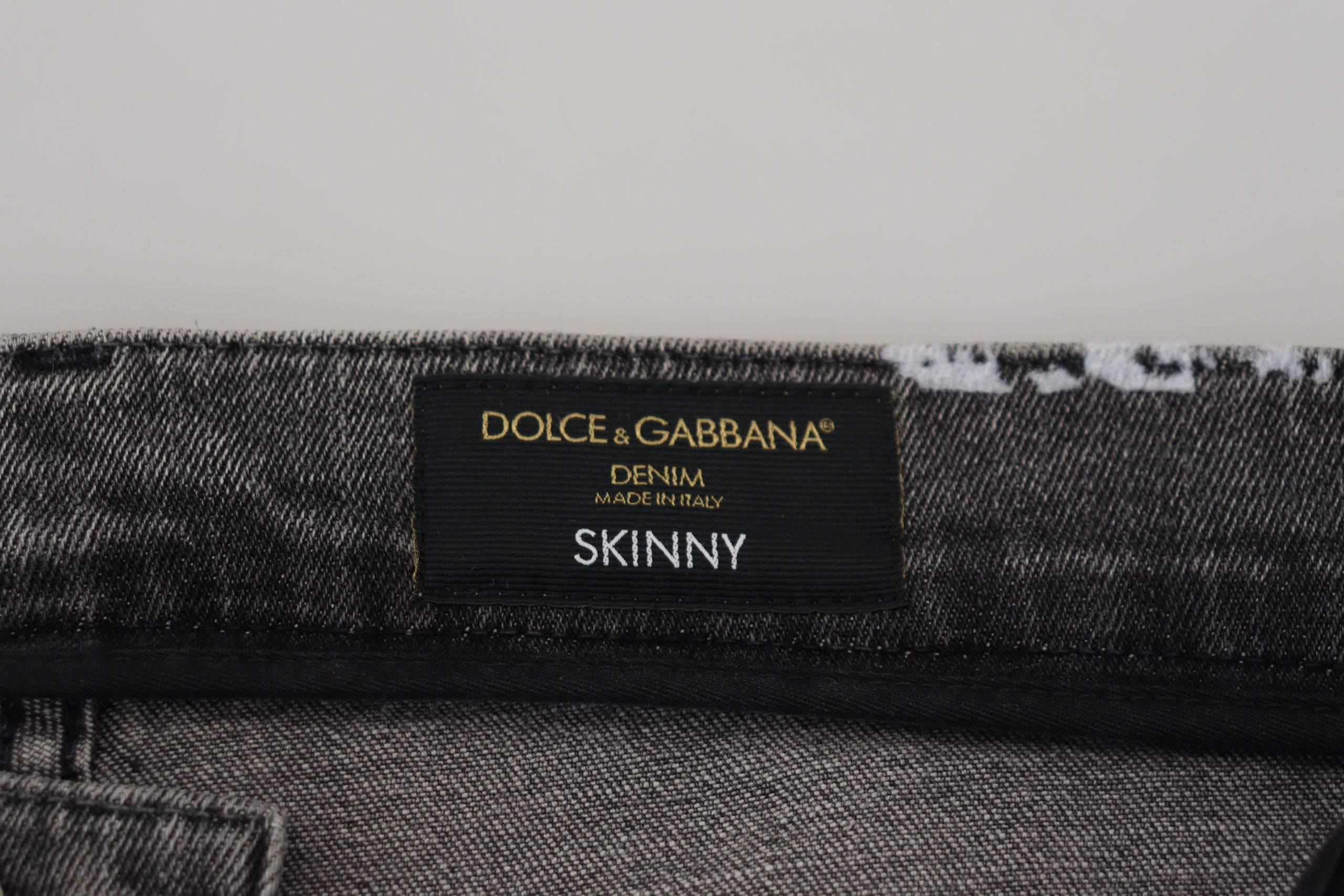 Jeans skinny en denim coloré à teinture tie-dye de Dolce & Gabbana, coton multicolore, style tendance et moderne.