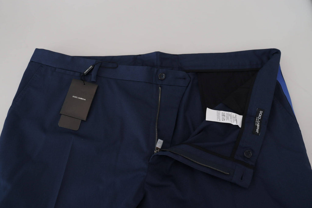 Pantalon homme coupe courte en coton bleu Dolce & Gabbana, style décontracté et moderne.
