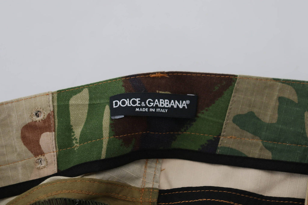 Jeans en denim pour homme Dolce & Gabbana en patchwork multicolore en soie, visible de face avec détails colorés.