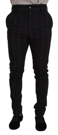 Pantalon homme Dolce & Gabbana en laine noire, chino formel, style élégant et classique, vue de face.