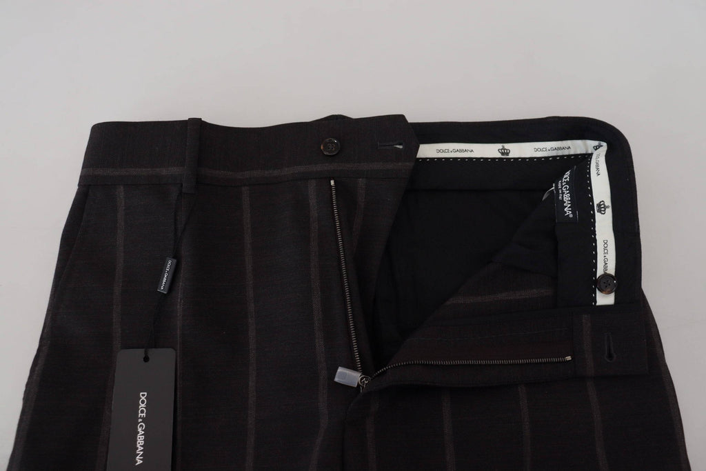Pantalon homme Dolce & Gabbana en laine noire, chino formel, style élégant et ajusté, vue de face sur fond blanc.