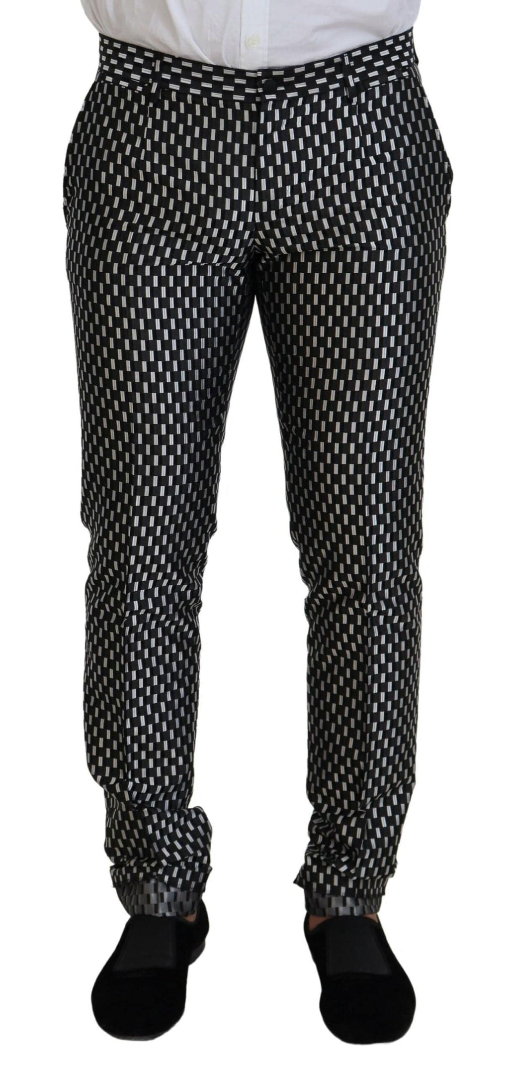 Costume slim noir et blanc en soie Dolce & Gabbana Martini, costume homme élégant avec coupe ajustée