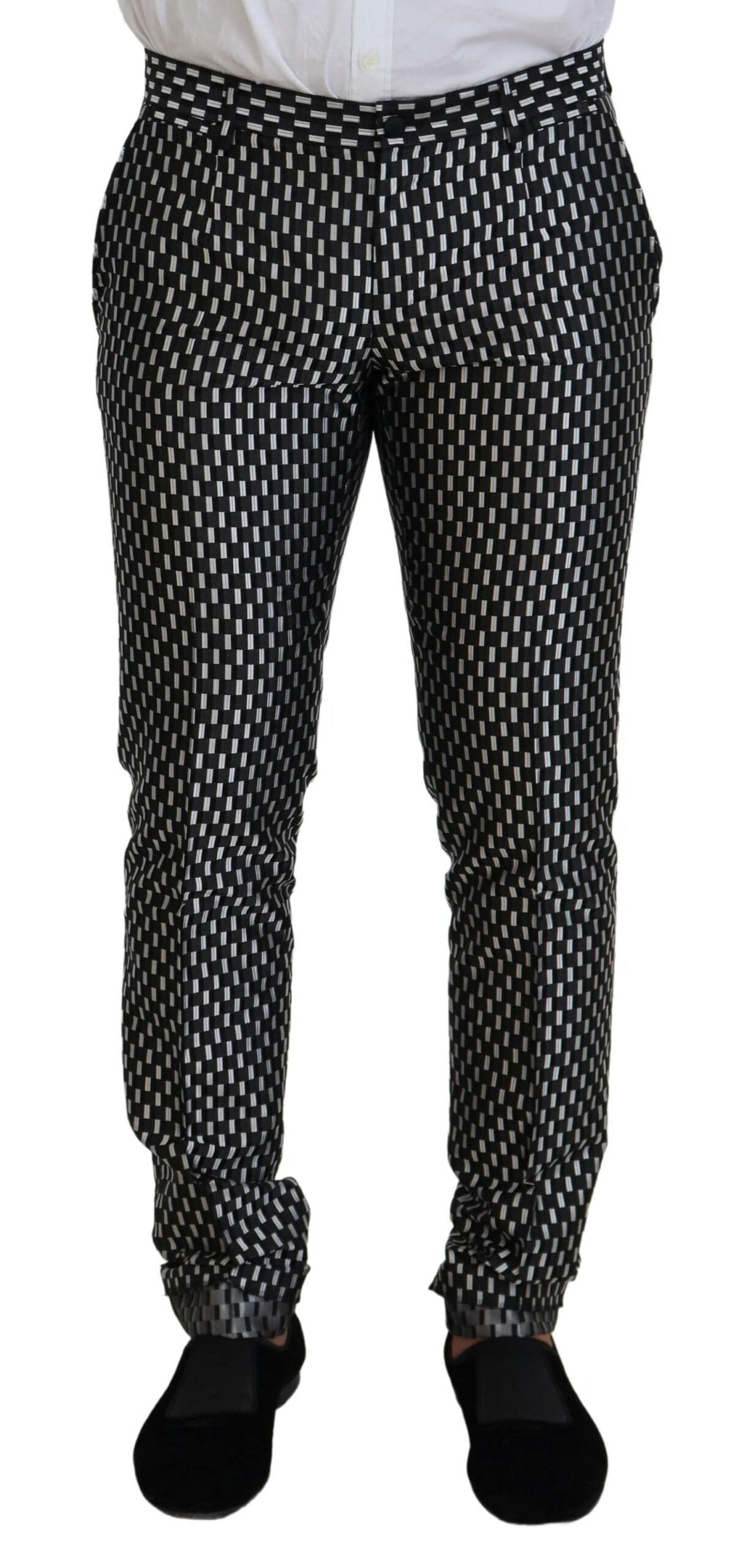 Costume slim noir et blanc en soie Dolce & Gabbana Martini, costume homme élégant avec coupe ajustée
