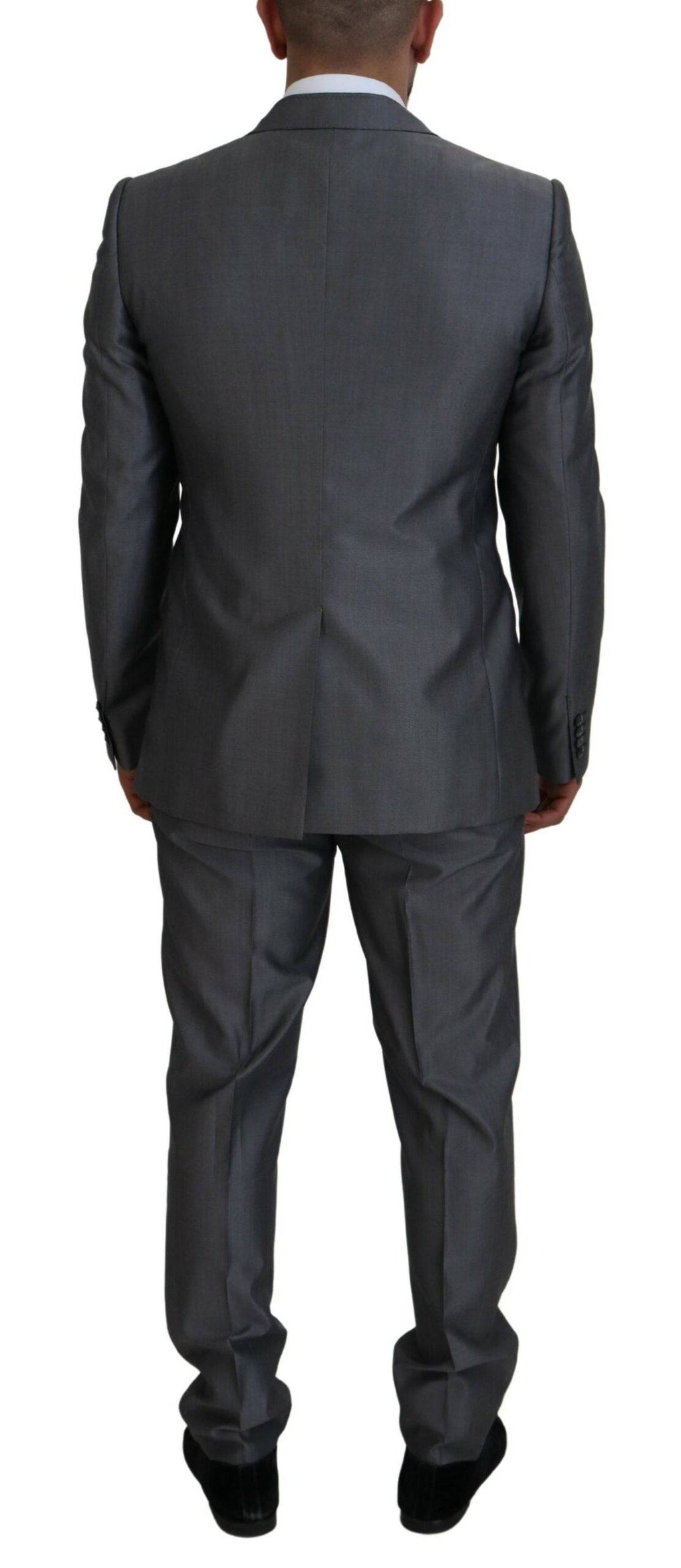 Costume gris Dolce & Gabbana Sicilia 3 pièces, costume slim fit avec veste, pantalon et gilet, élégant et moderne.