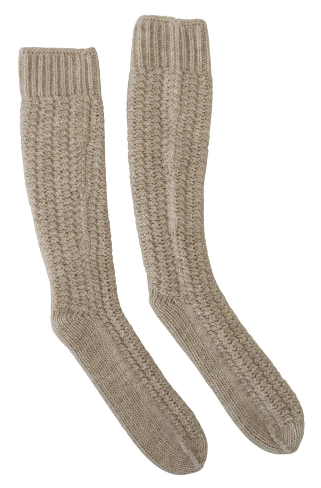 Chaussettes longues pour femmes en laine beige de Dolce & Gabbana, style confortable et élégant jusqu’au mollet