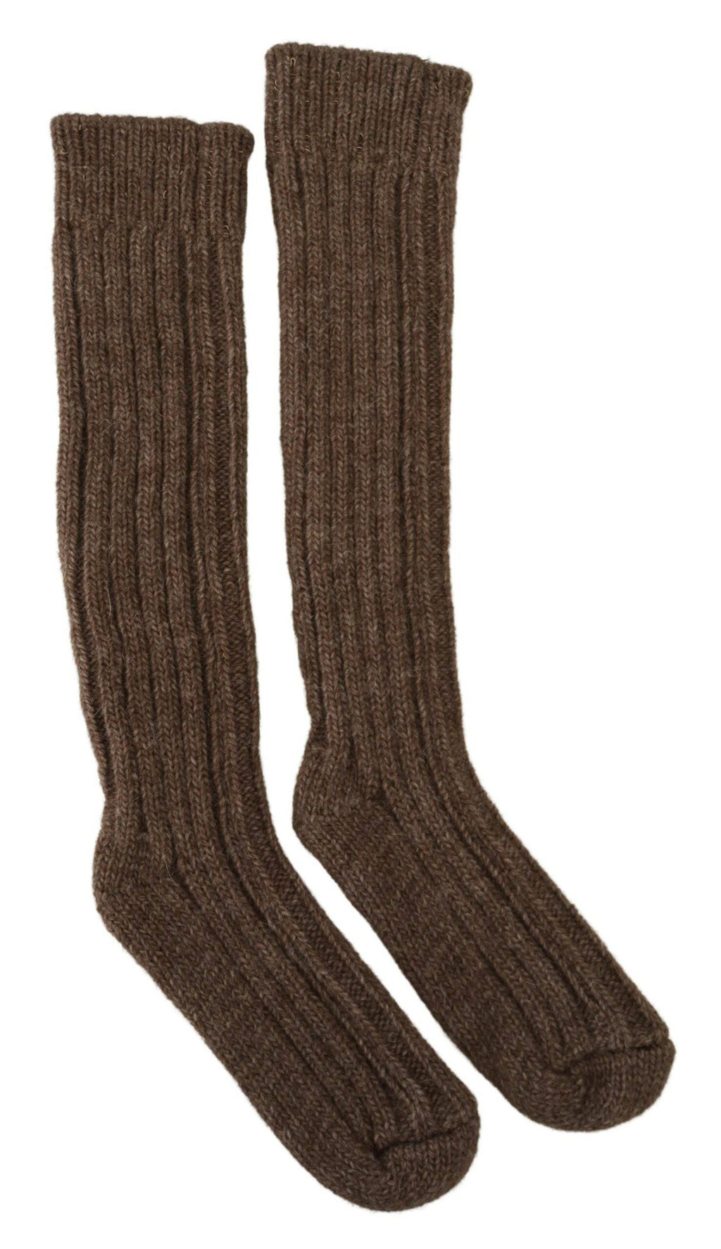 Chaussettes longues en laine marron pour femmes de Dolce & Gabbana, style chaud et élégant, arrêt au mollet.