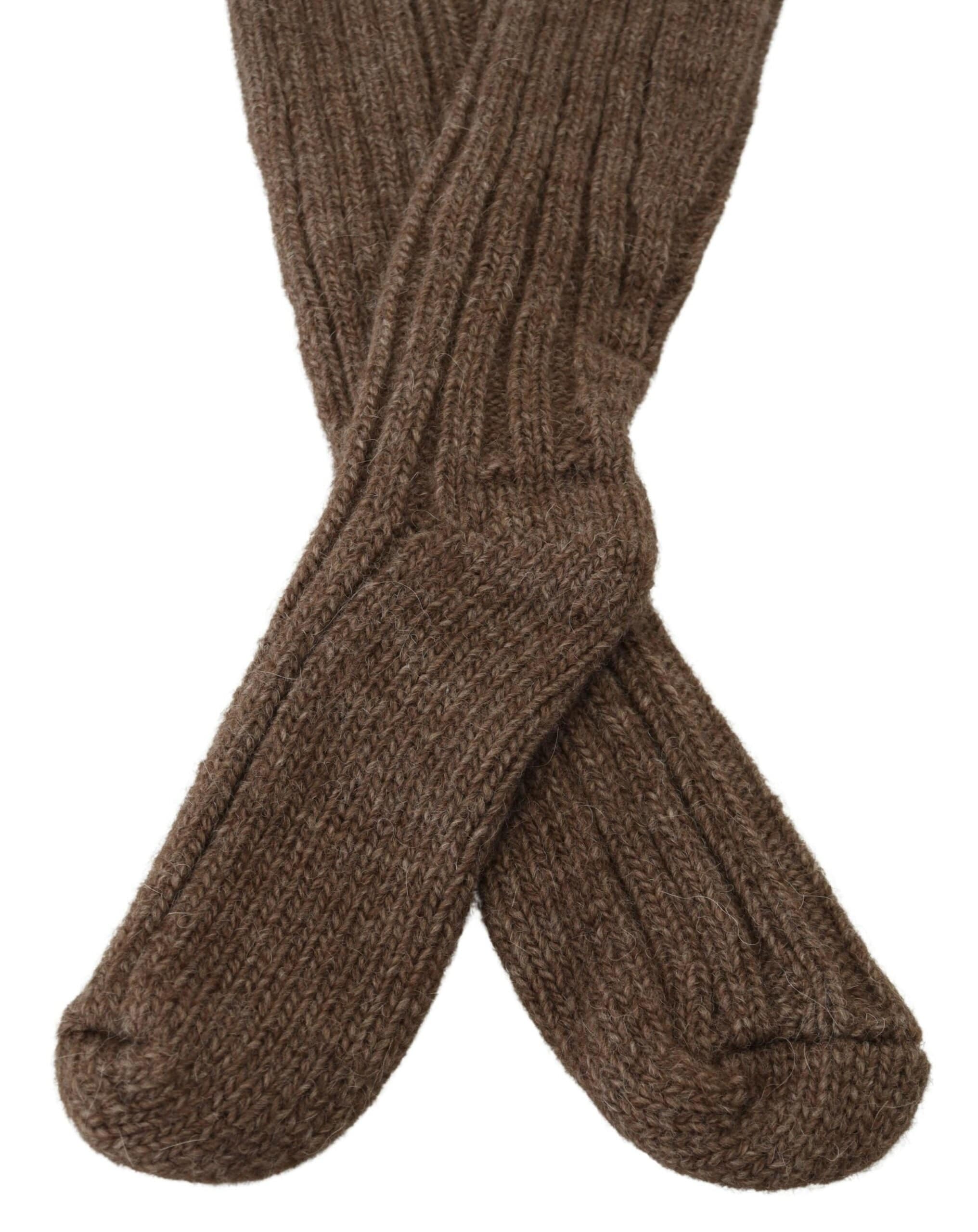 Chaussettes longues en laine marron pour femmes de Dolce & Gabbana, style confortable et élégant jusqu'au mollet.