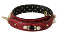 Sangle d'épaule en cuir exotique rouge avec cristaux pour sac Dolce & Gabbana, détail élégant et sophistiqué
