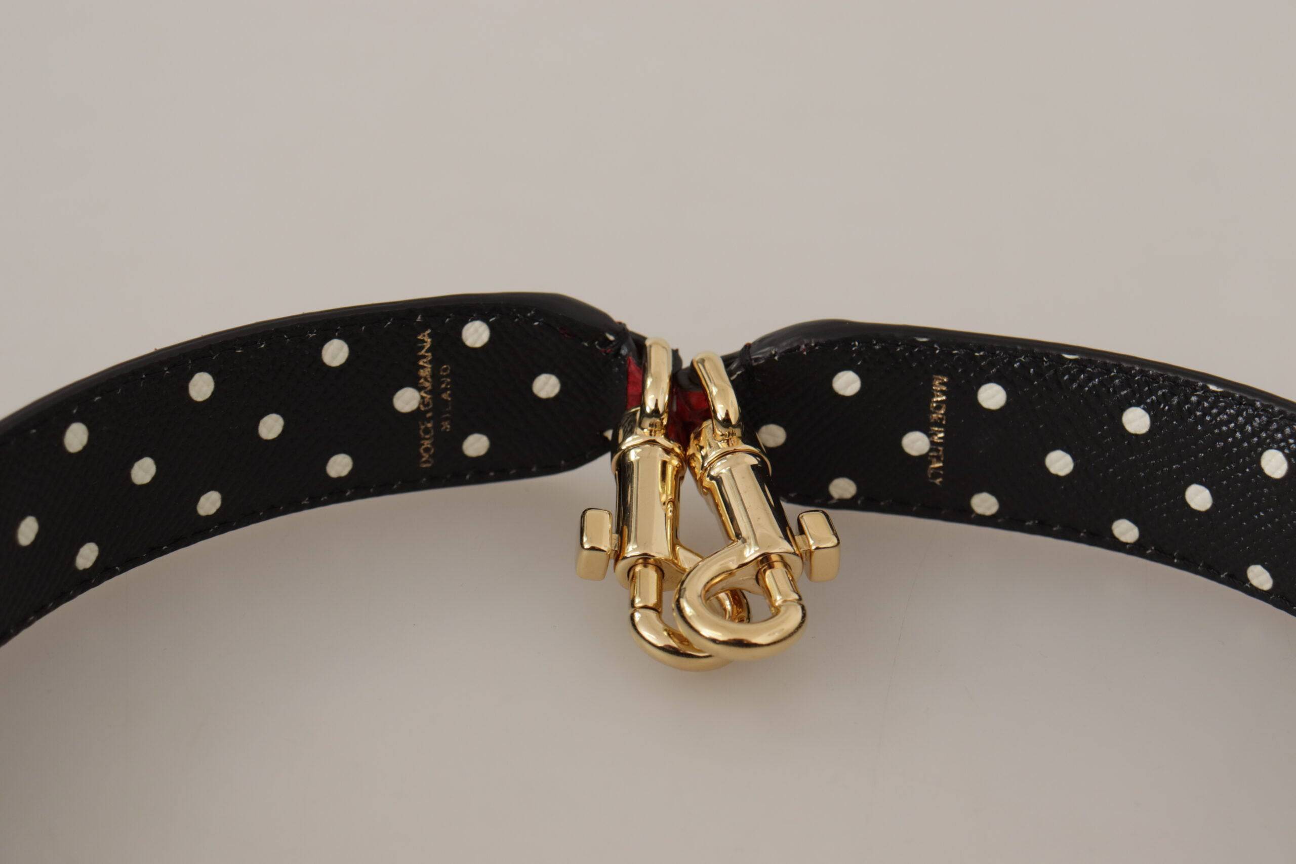 Sangle d'épaule en cuir exotique rouge avec cristaux pour sac Dolce & Gabbana, accessoire de mode élégant et luxueux.