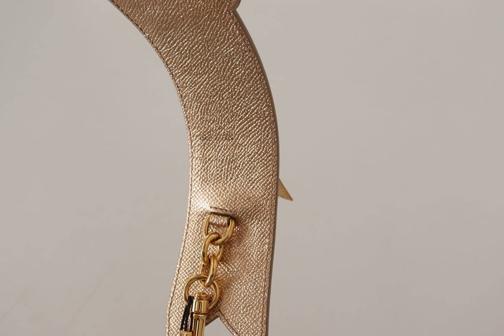 Sangle d'épaule en cuir doré Dolce & Gabbana avec patch LOVE pour sac à main, élégante et sophistiquée.
