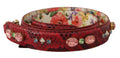 Sangle d'épaule réversible Dolce & Gabbana en cuir exotique rouge avec cristaux, style élégant et sophistiqué.