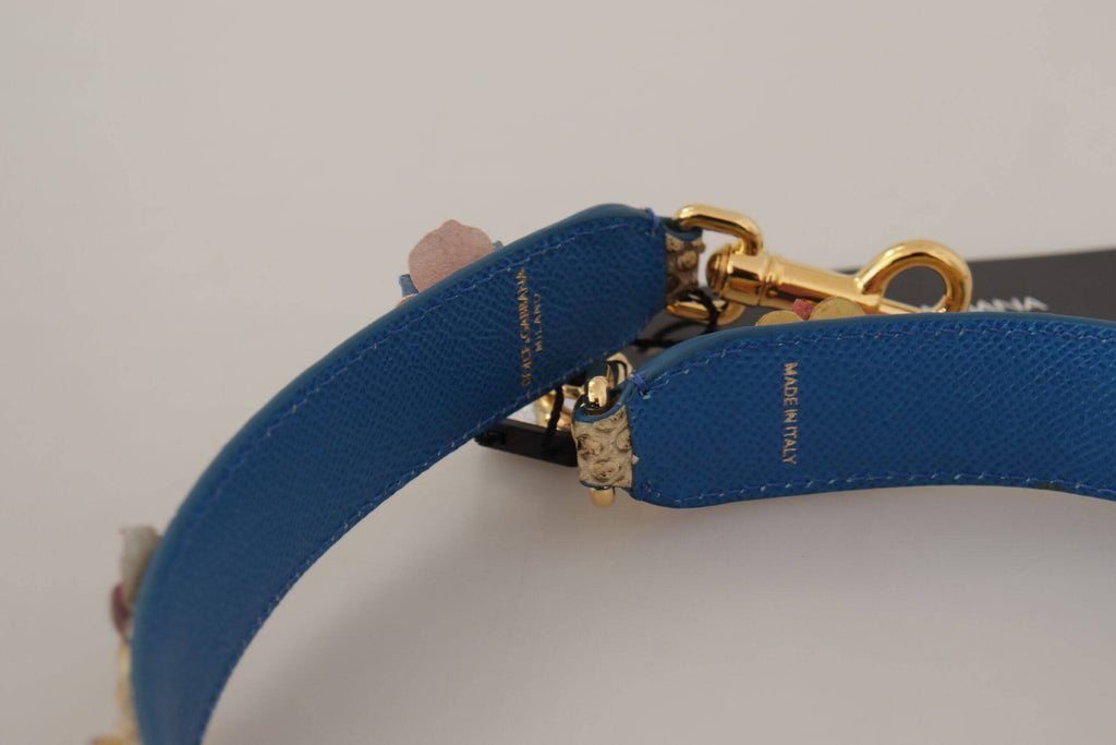 Sangle d'épaule en cuir de python beige Dolce & Gabbana avec motifs floraux et clous décoratifs.