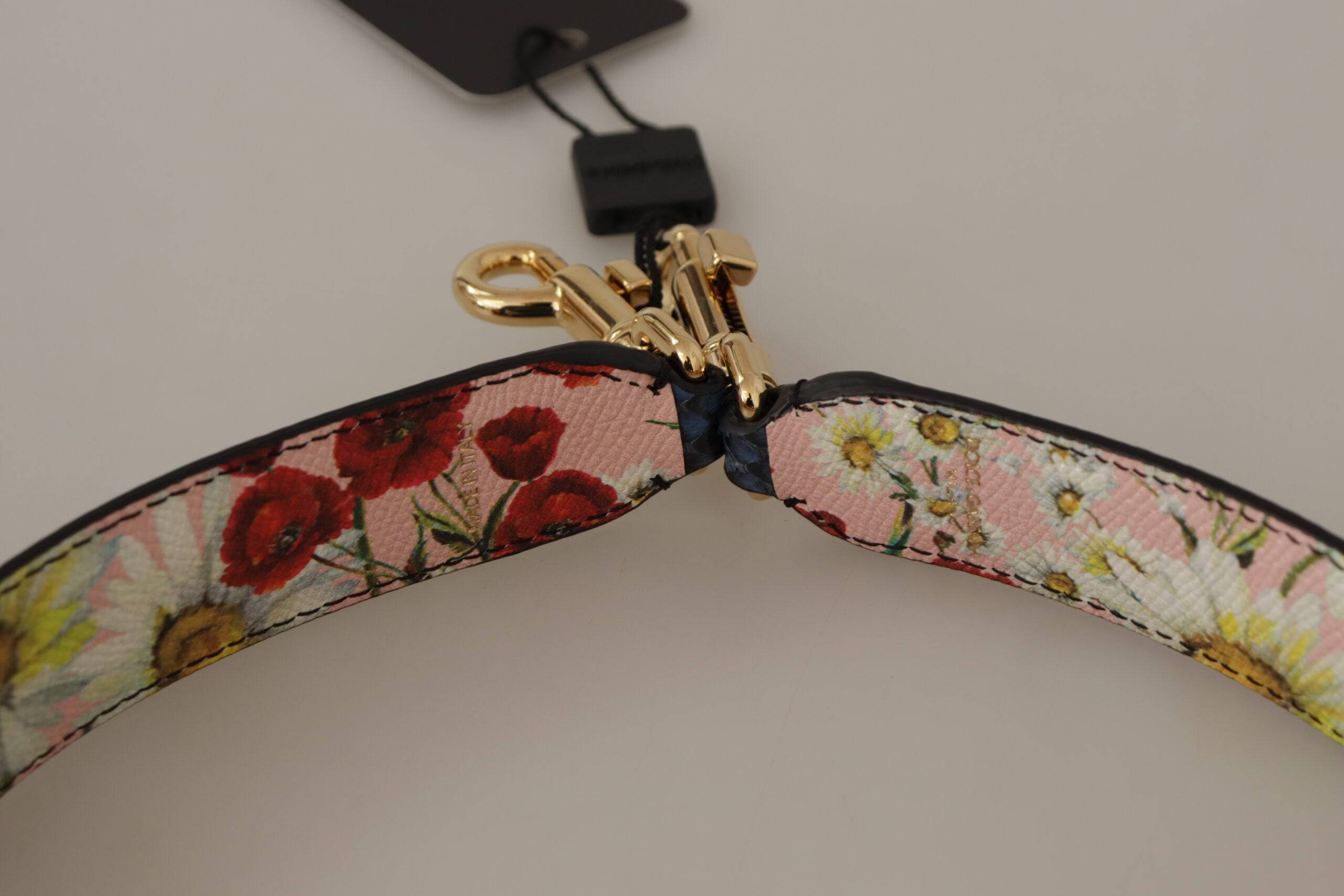 Sangle réversible en cuir exotique bleu avec cristaux pour sac Dolce & Gabbana, porte-épaule élégante et raffinée.