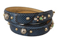 Sangle d'épaule en cuir exotique bleue avec cristaux de Dolce & Gabbana, accessoire élégant pour sac à main.