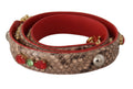 Sangle d'épaule en cuir python marron avec cristaux de Dolce & Gabbana, élégante et raffinée.