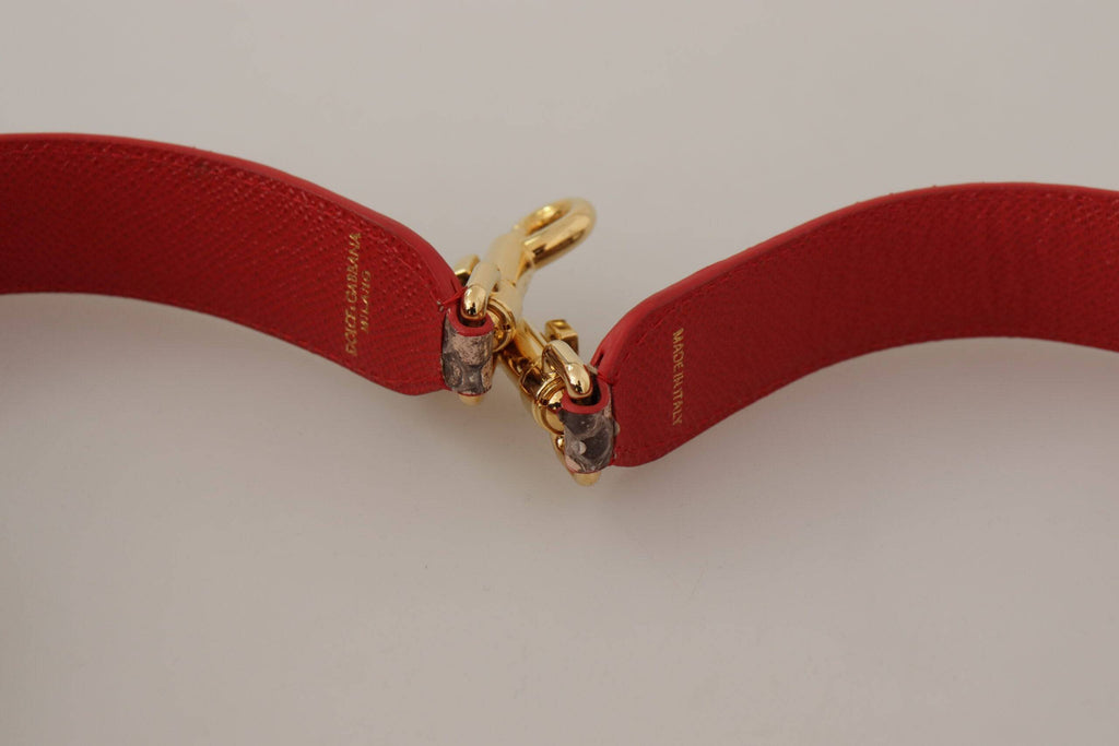 Sangle d'épaule en cuir python marron avec cristaux, Dolce & Gabbana, accessoire de mode élégant pour sac à main.