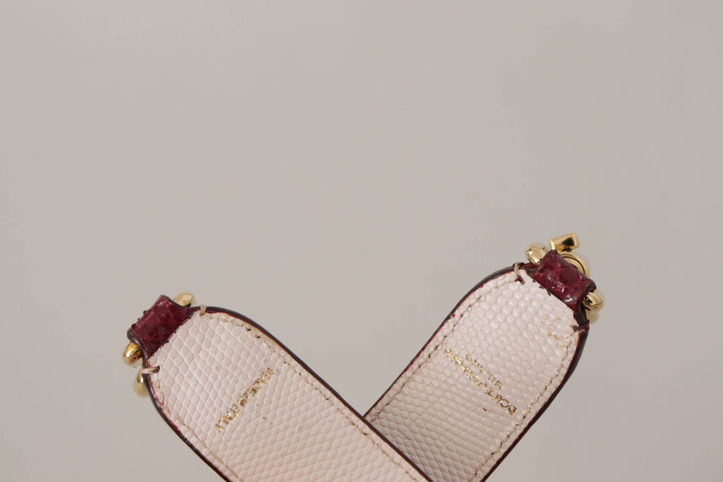 Sangle d'épaule en cuir Bordeaux avec cristaux pour sac Dolce & Gabbana, élégante et ornée de détails brillants.