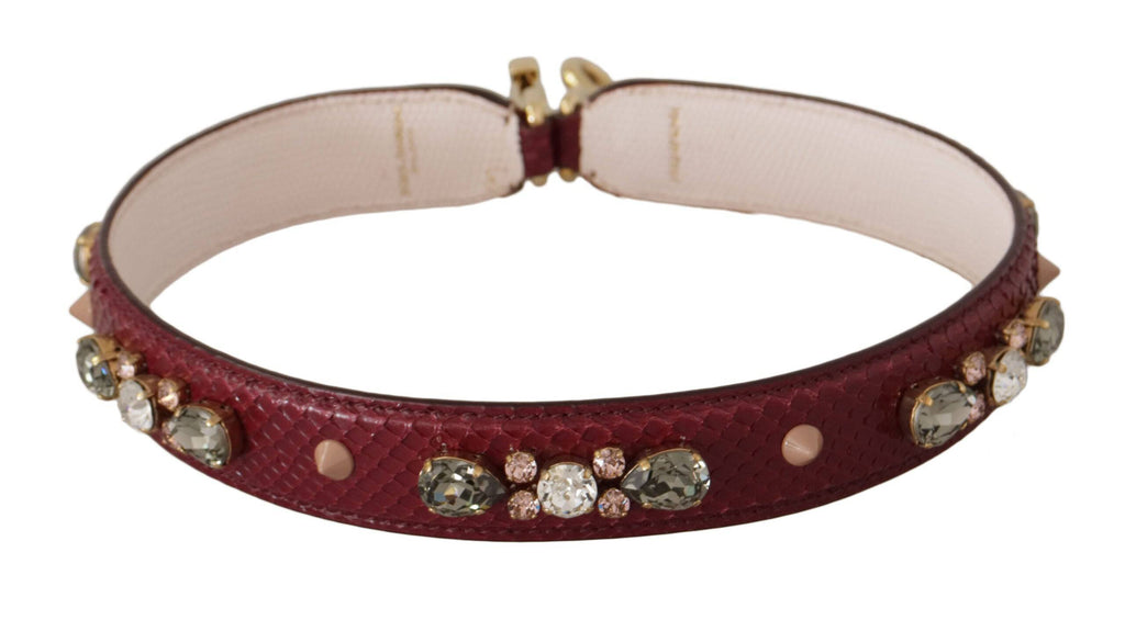 Sangle d'épaule en cuir Bordeaux avec cristaux pour sac Dolce & Gabbana, accessoire élégant et raffiné.