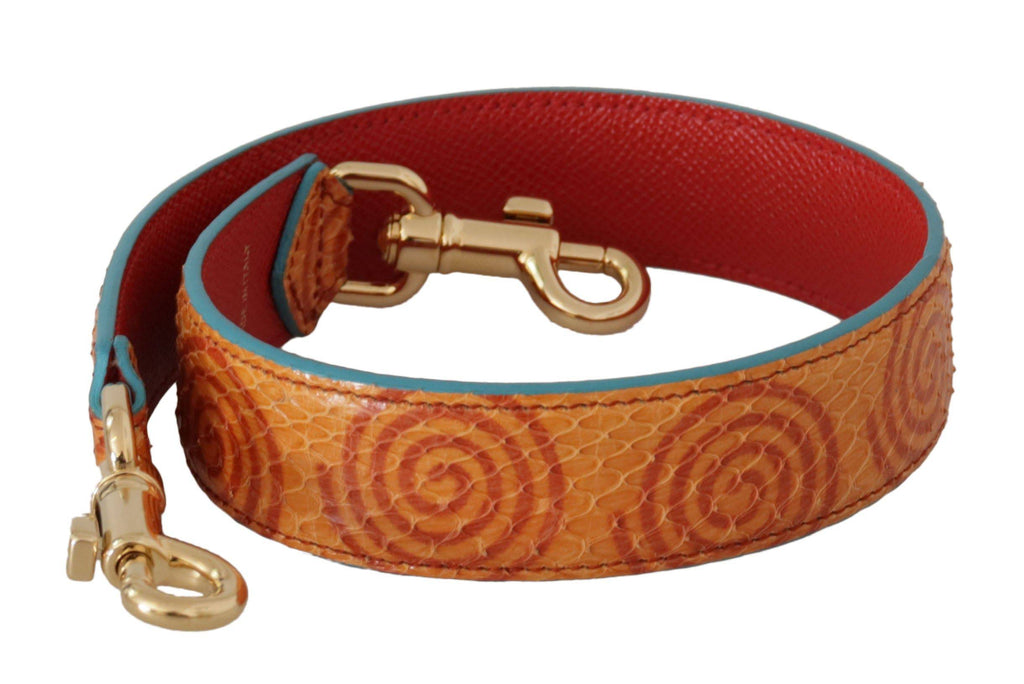 Sangle d'épaule en cuir orange à motif tourbillon pour sac Dolce & Gabbana, style élégant et coloré.