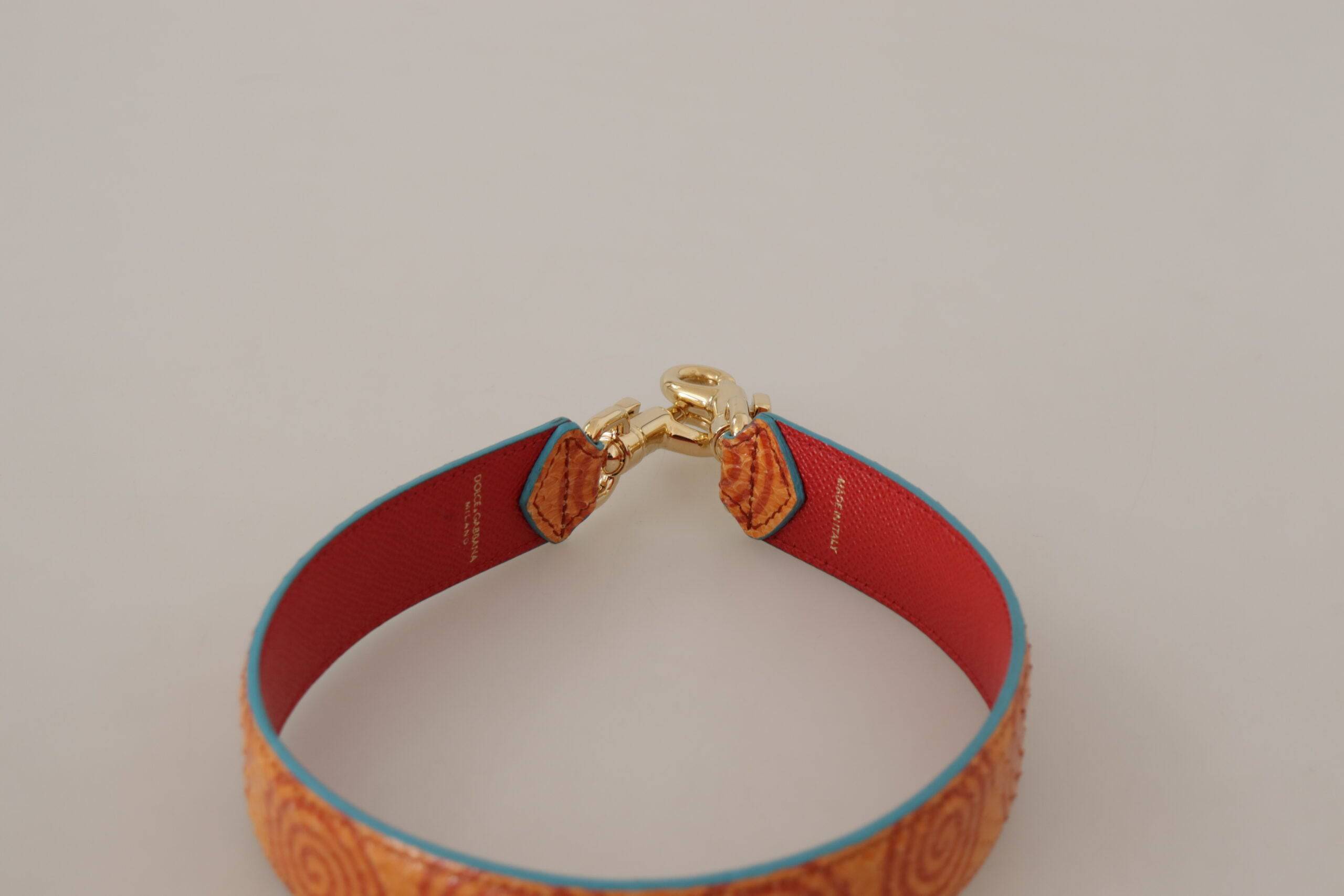 Sangle d'épaule en cuir orange à motif tourbillonné de Dolce & Gabbana pour sac à main.