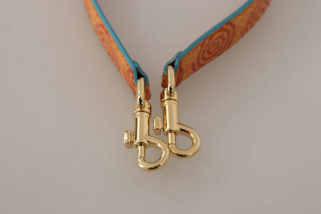 Sangle d'épaule en cuir orange à motif tourbillons de Dolce & Gabbana, pour sac à main.