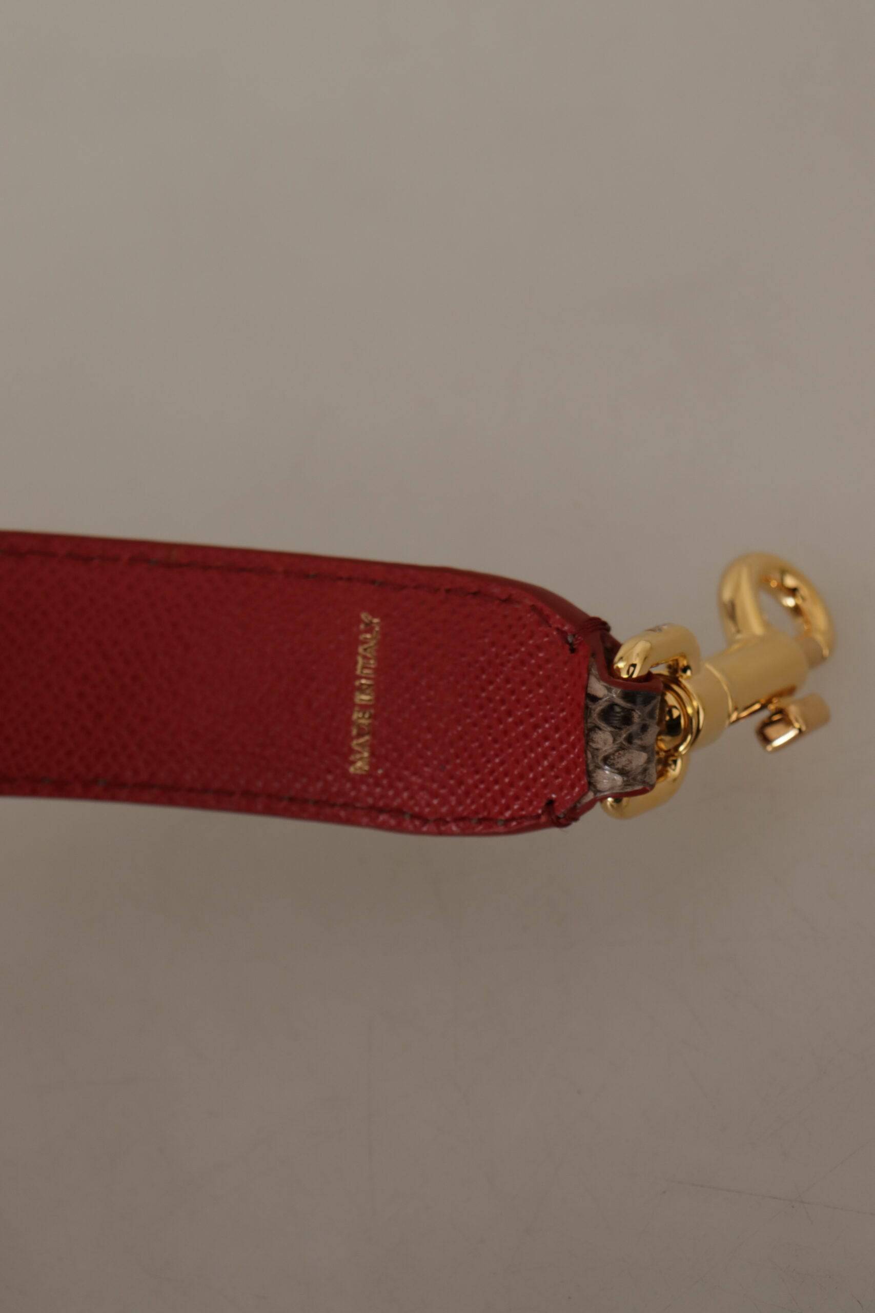 Sangle d'épaule en python marron de Dolce & Gabbana avec clous en métal, en cuir de luxe pour sac à main.
