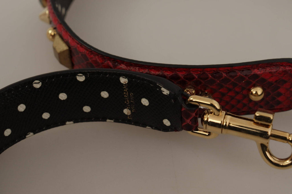 Sangle réversible en cuir de python rouge avec cristaux de la marque Dolce & Gabbana, pour sac à main.