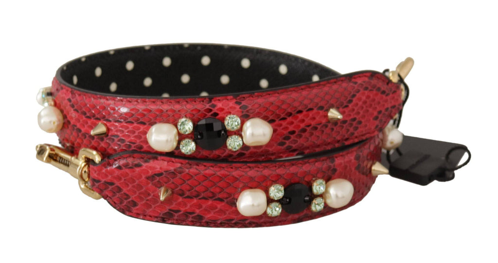 Sangle réversible en cuir de python rouge avec cristaux pour sac à épaules Dolce & Gabbana, détails élégants et sophistiqués