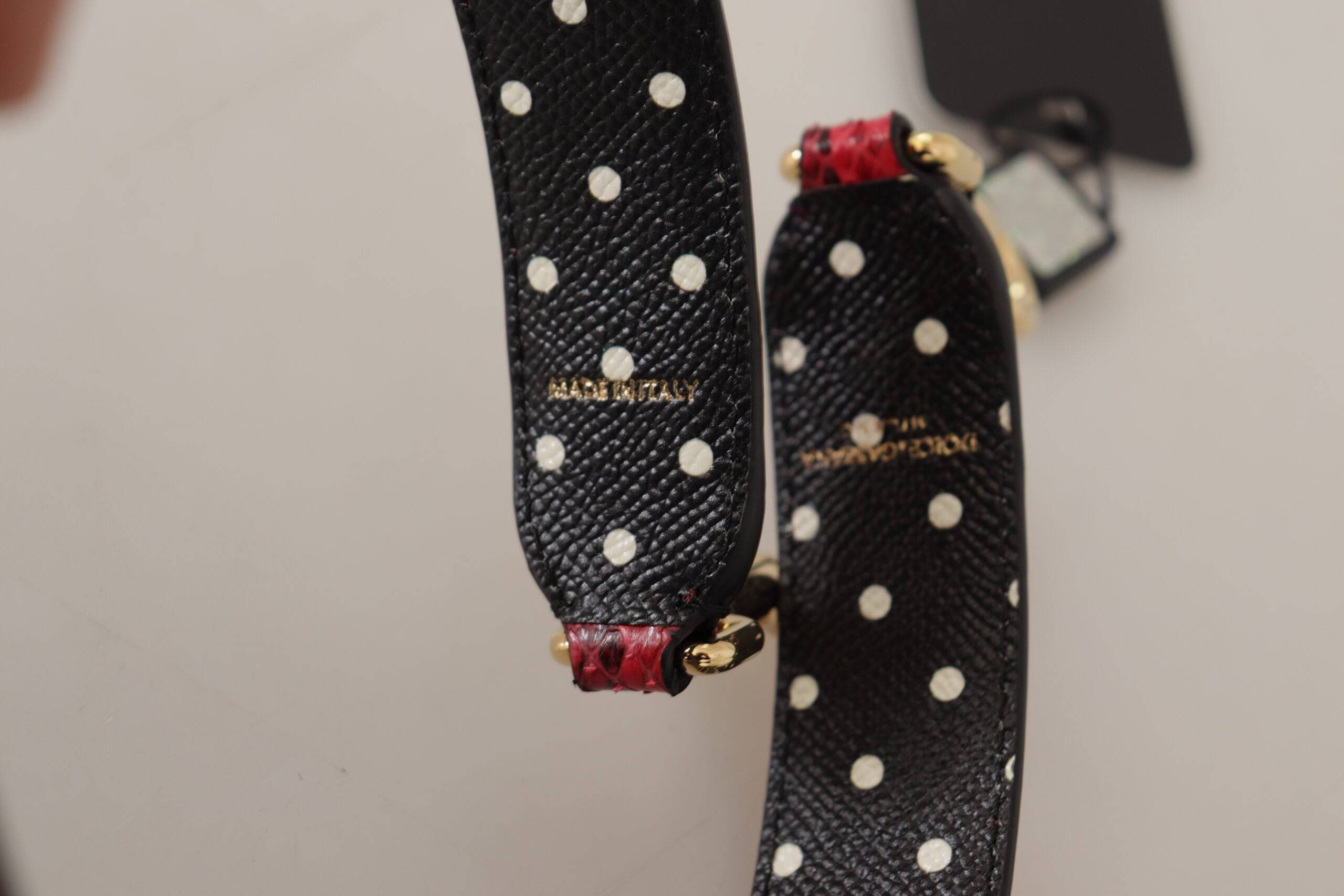 Sangle réversible en cuir de python rouge avec cristaux de la marque Dolce & Gabbana, pour sac à main.