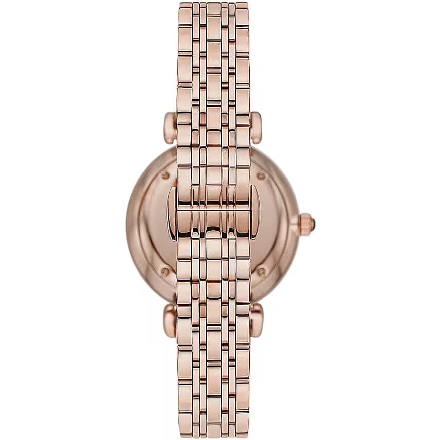 Montre en acier bronze avec mouvement quartz Emporio Armani, affichage classique et bracelet élégant.