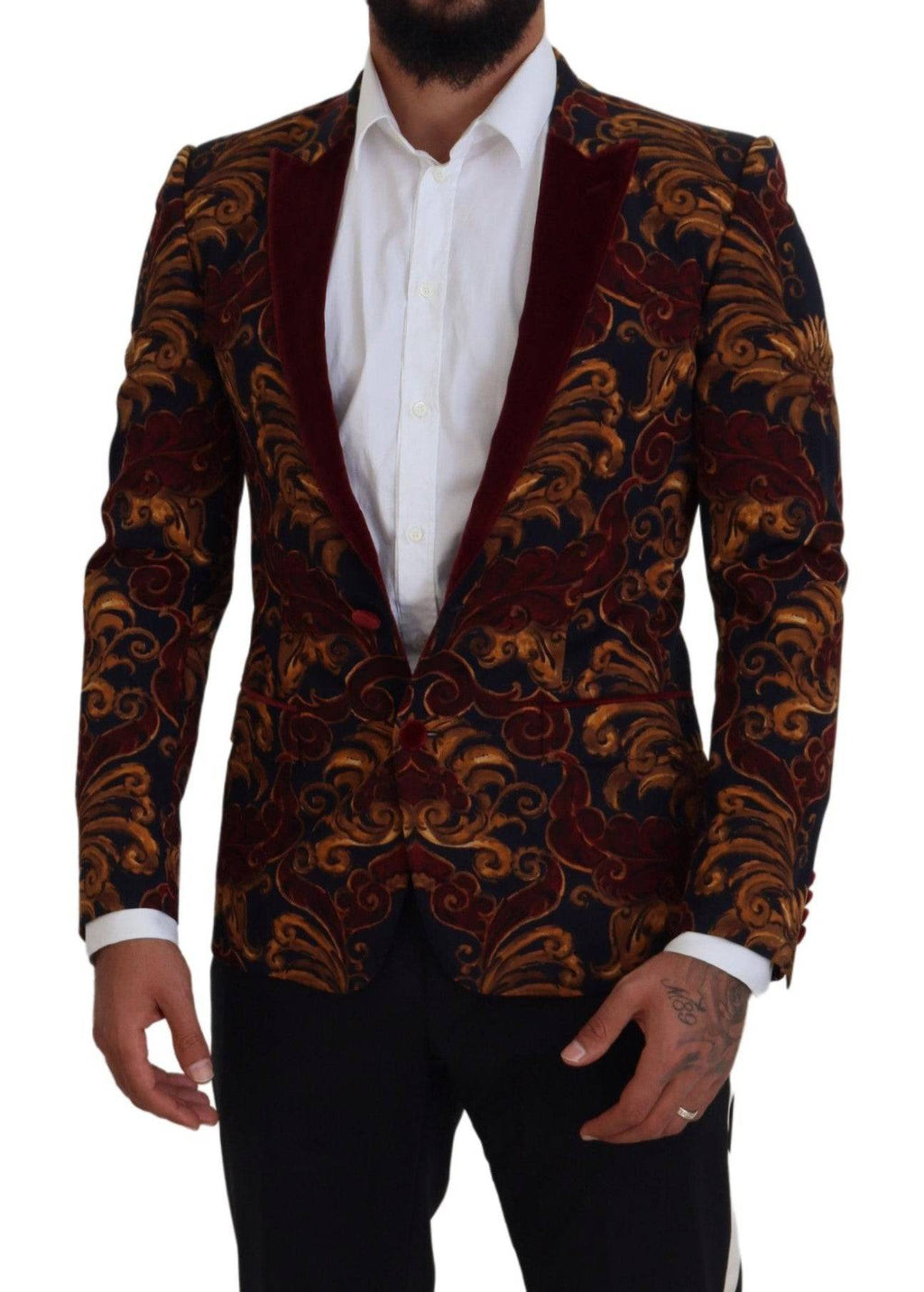 Blazer Martini Dolce & Gabbana à fleurs multicolores, à simple boutonnage, style élégant et tendance.