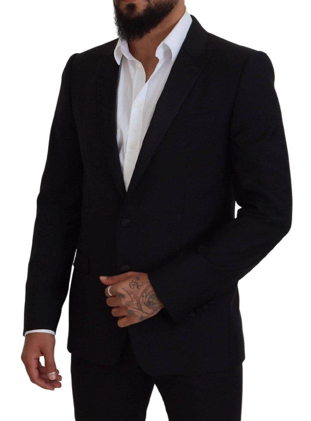Blazer formel Slim Fit noir de Dolce & Gabbana, élégant, en tissu de haute qualité avec col et boutons sophistiqués.