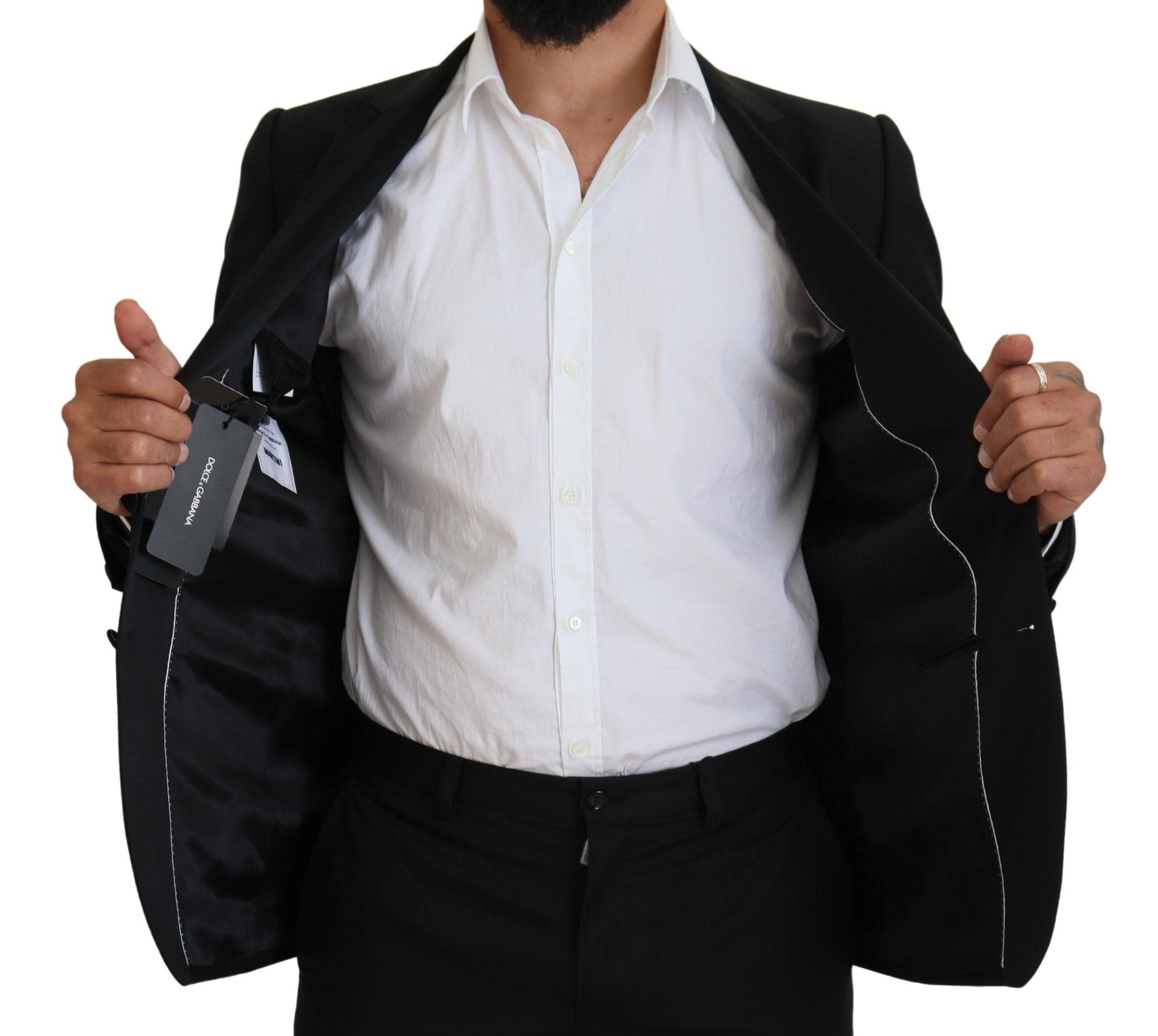 Veste formelle noire Dolce & Gabbana à coupe slim fit, blazer Martini élégant pour homme, en tissu de haute qualité.