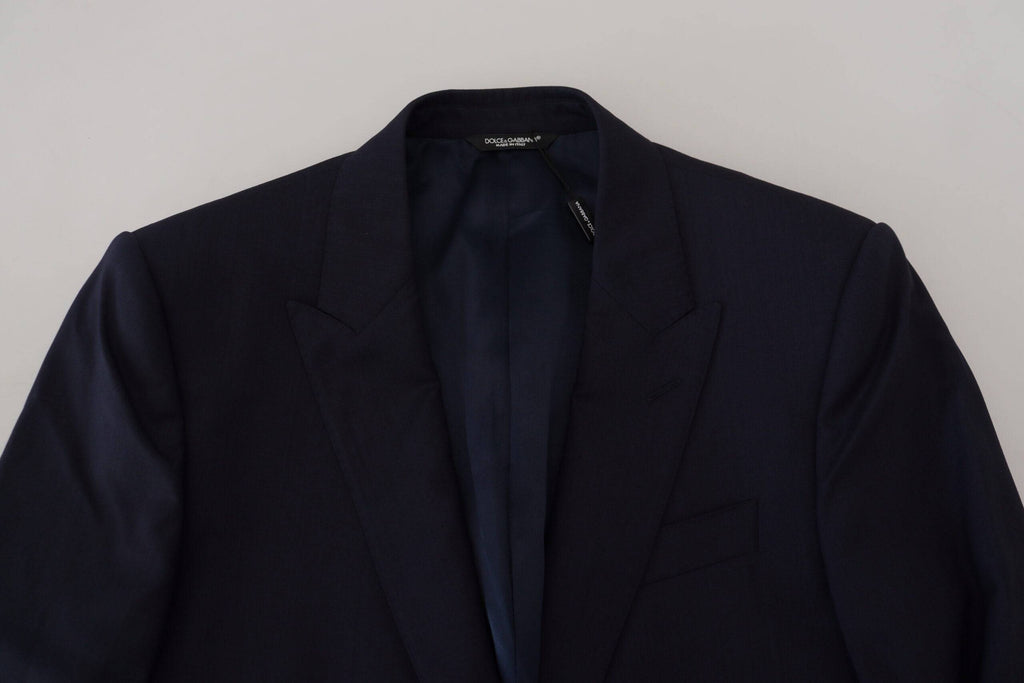 Blazer formel en laine bleue Dolce & Gabbana, coupe slim fit, veste élégante pour homme.