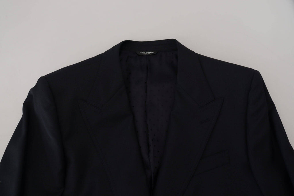 Blazer formel en laine bleu foncé Dolce & Gabbana Sicilia, élégant et sophistiqué, sur mannequin.