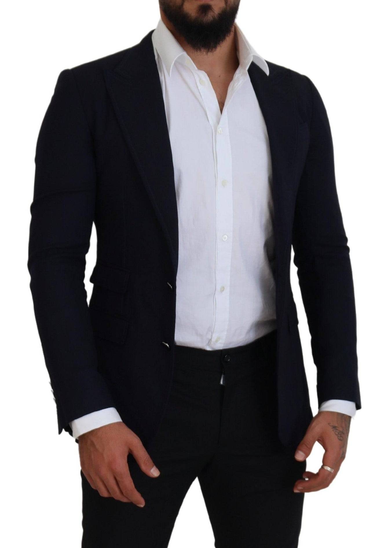 Veste formelle en laine bleue Dolce & Gabbana Taormina, blazer élégant pour homme avec coupe classique et détails raffinés.