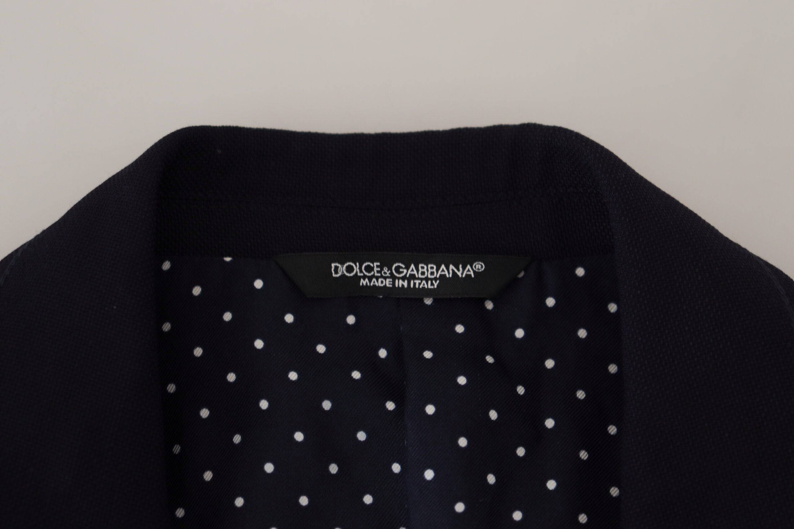 Veste formelle en laine bleue Dolce & Gabbana Taormina, moderne et élégante, vue de face sur un fond neutre.