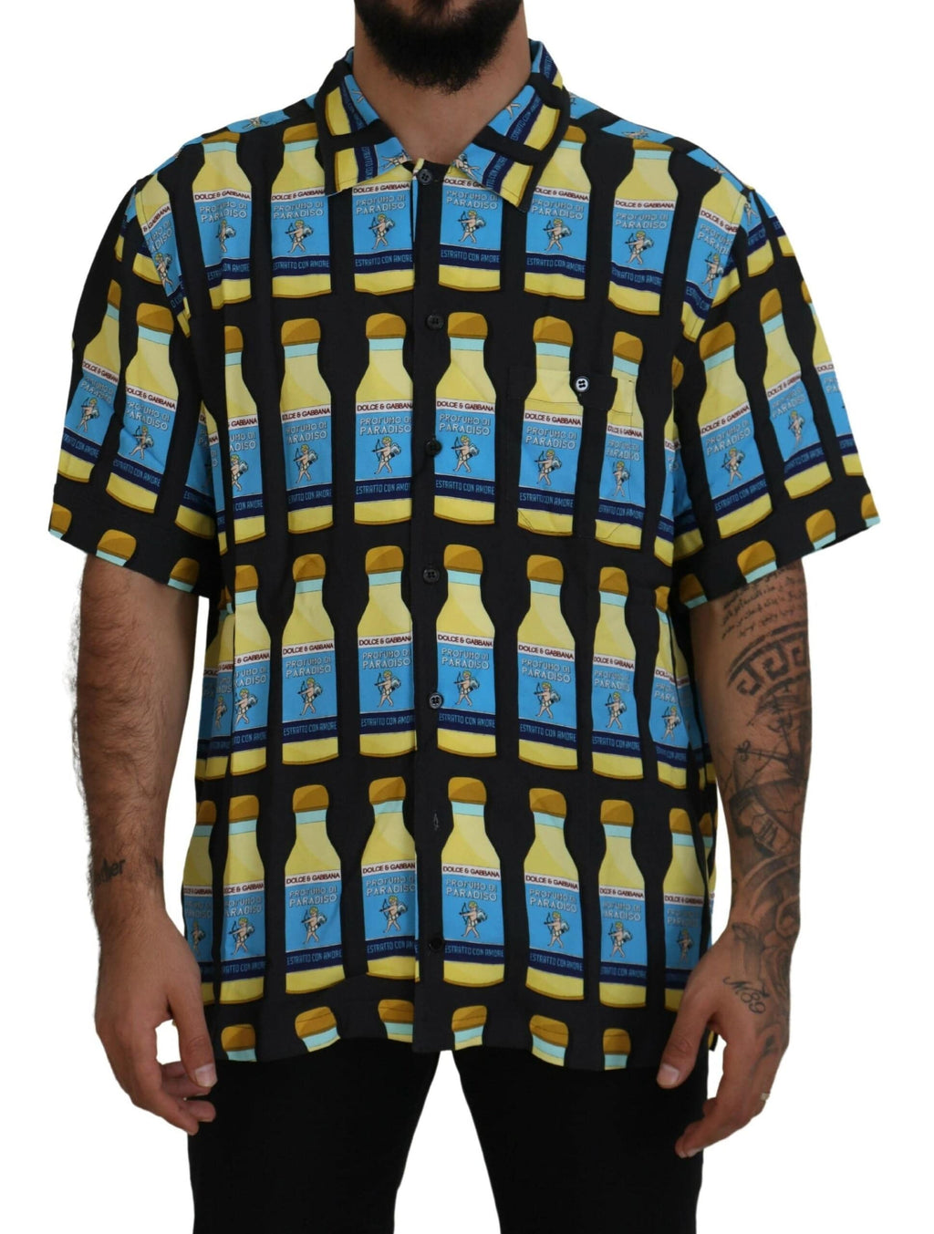 Chemise décontractée à imprimé multicolore en viscose de Dolce & Gabbana, style élégant et confortable pour homme.