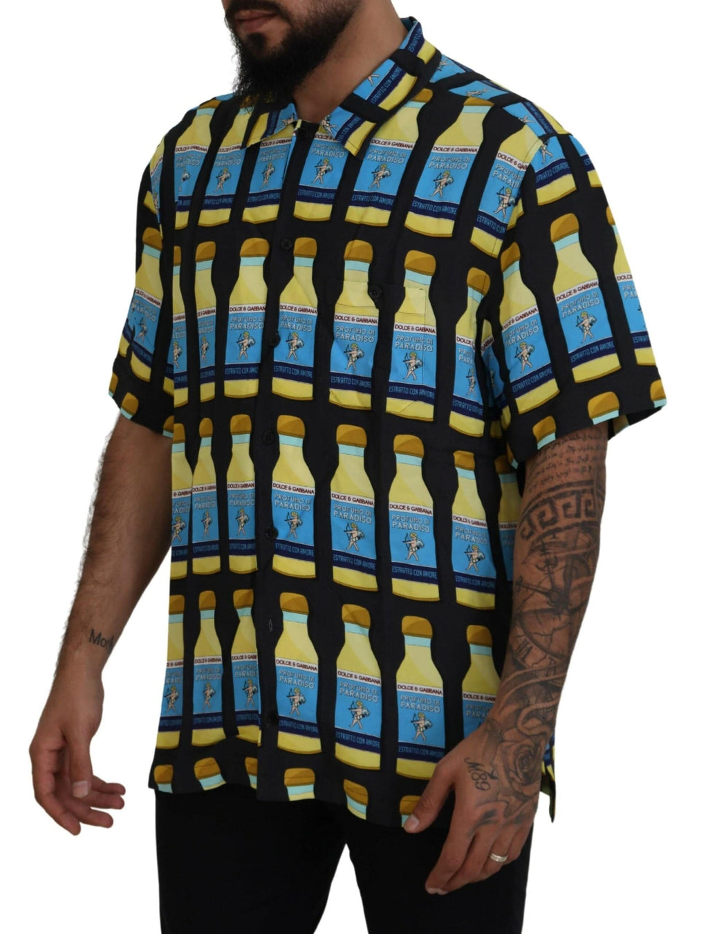 Chemise décontractée en viscose multicolore Dolce & Gabbana avec imprimé floral et style casual, vue en gros plan.