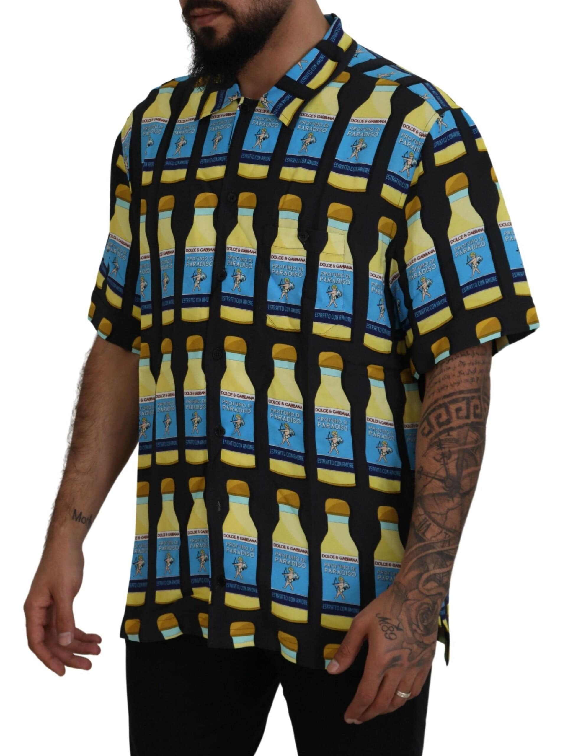 Chemise décontractée en viscose multicolore Dolce & Gabbana avec imprimé floral et style casual, vue en gros plan.