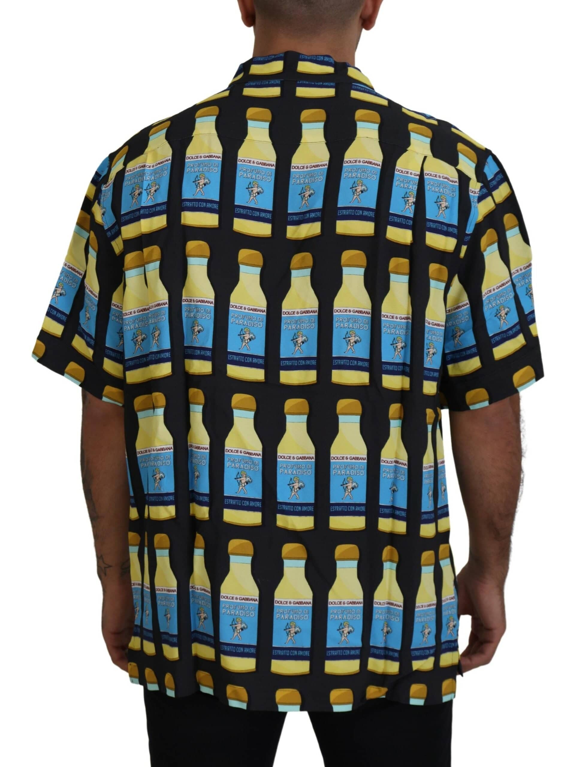 Chemise décontractée Dolce & Gabbana en viscose multicolore avec imprimé, manches longues et style élégant.