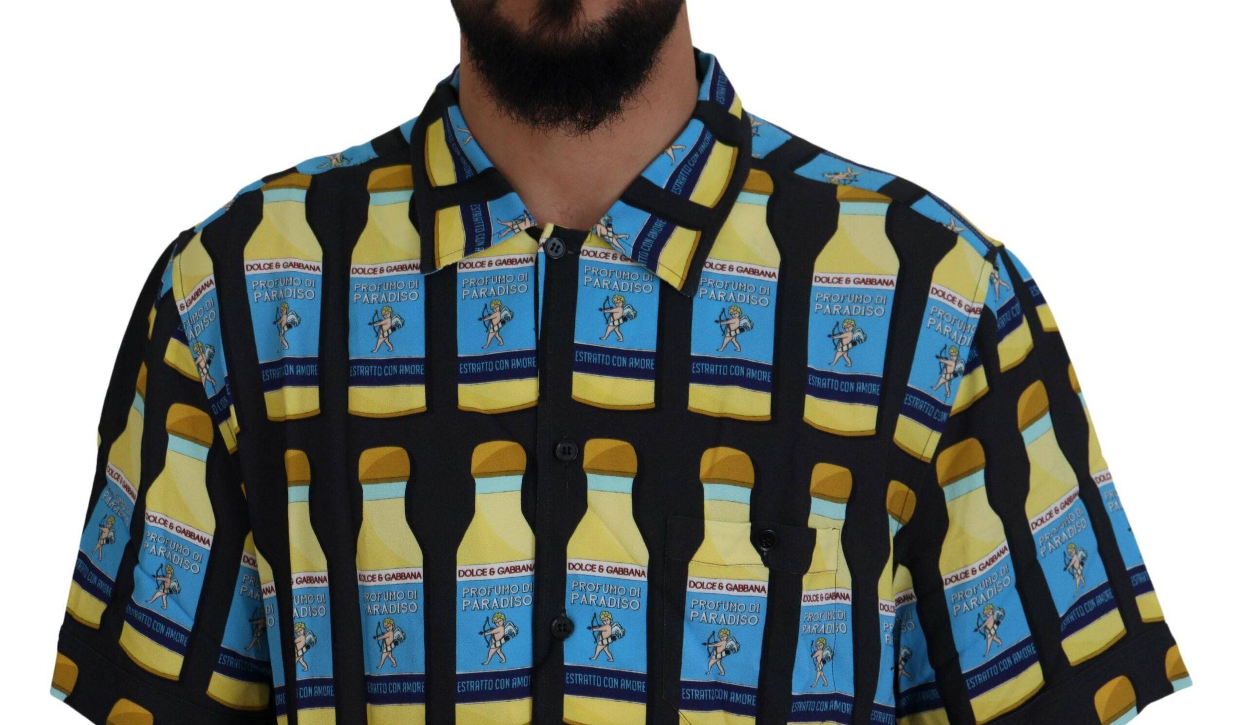 Chemise décontractée en viscose multicolore Dolce & Gabbana avec imprimé vibrant et style casual.