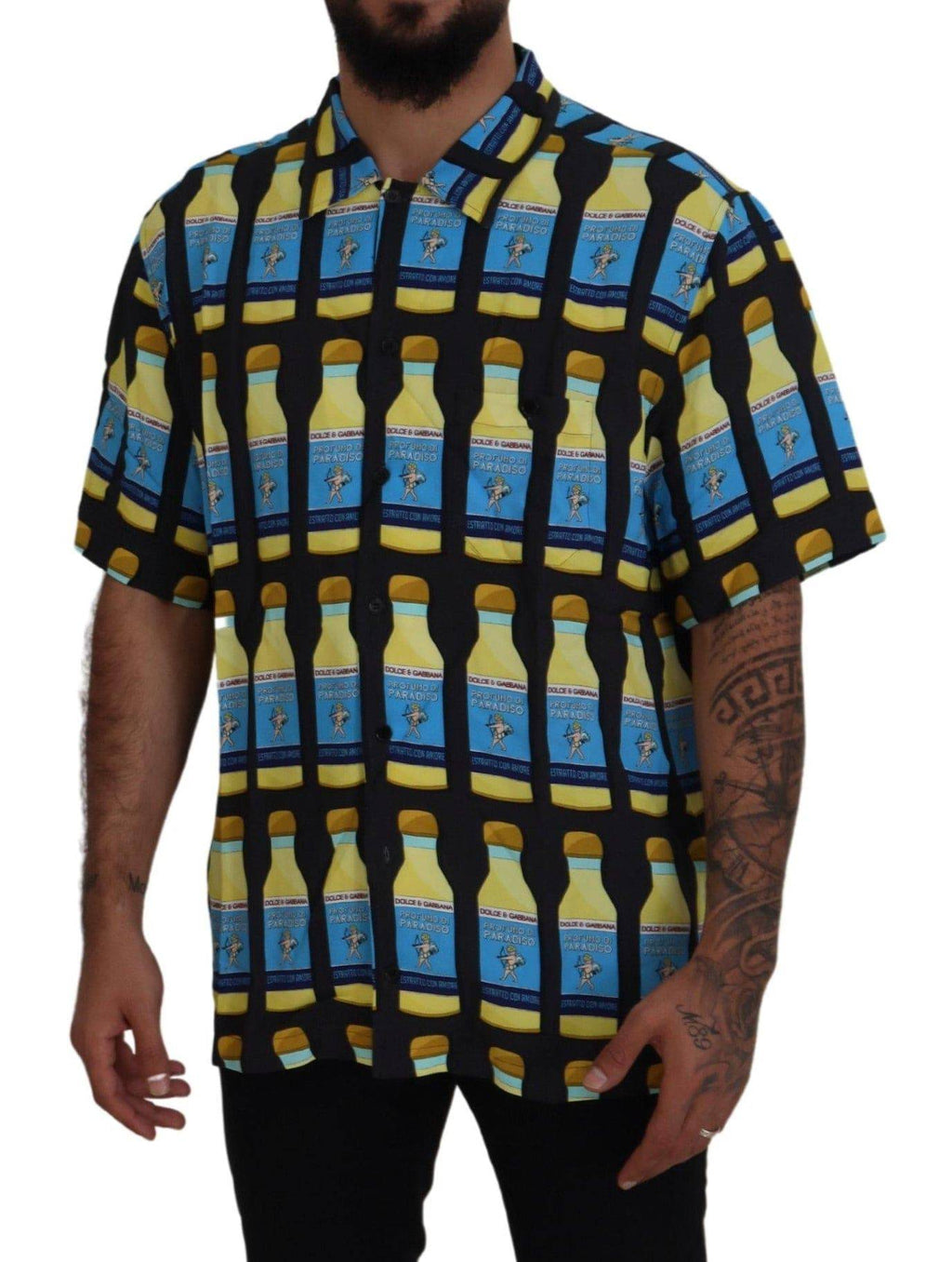 Chemise décontractée en viscose multicolore imprimée de Dolce & Gabbana, tendance et confortable.