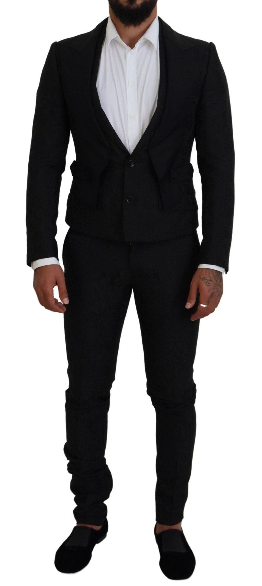 Costume deux pièces noir en polyester pour homme Dolce & Gabbana, veste et pantalon élégants, style Martini.
