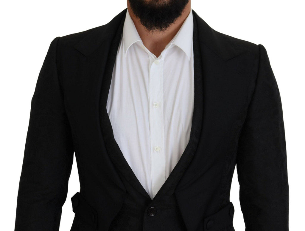 Costume homme en polyester noir Dolce & Gabbana, ensemble 2 pièces Martini élégant et moderne.