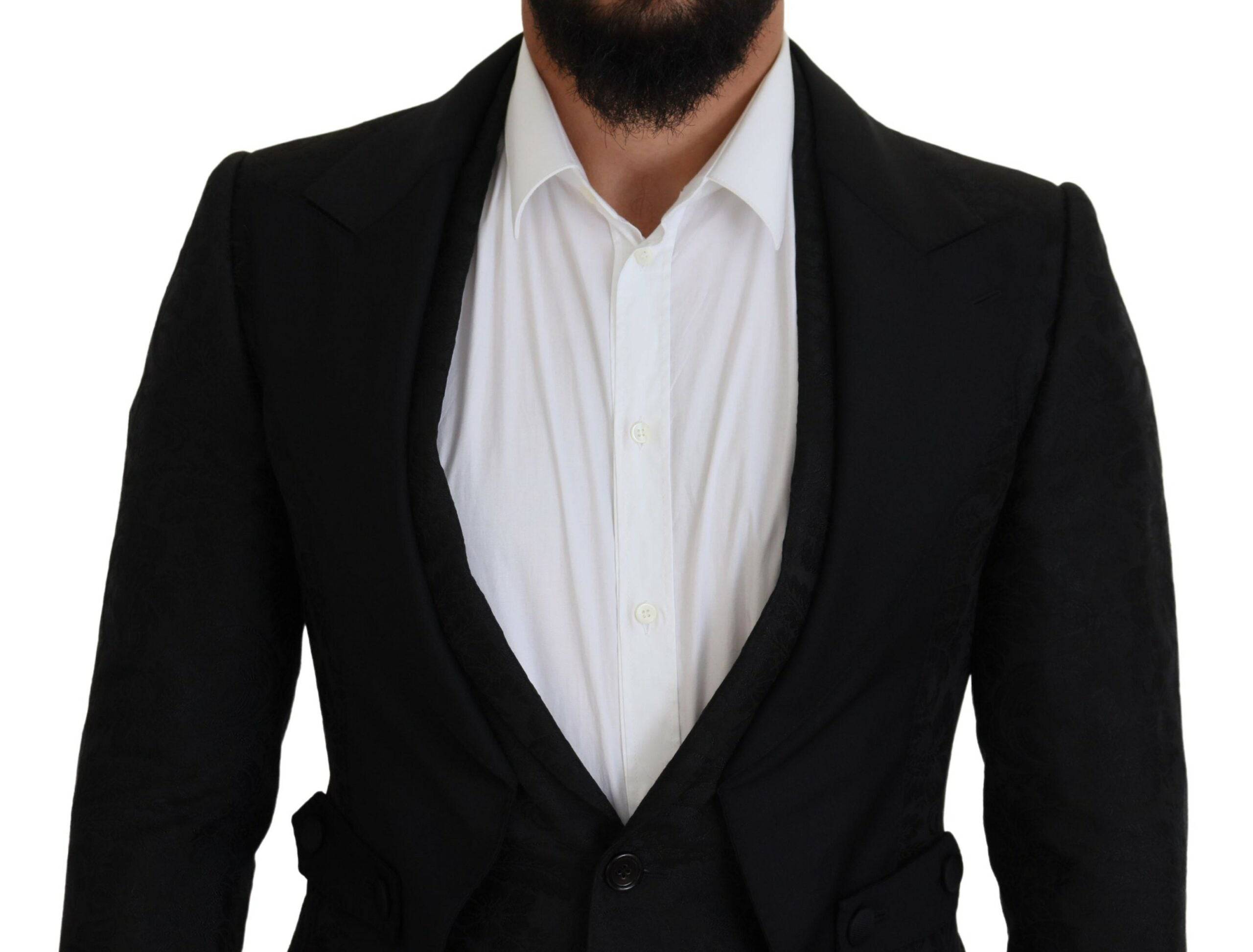 Costume homme en polyester noir Dolce & Gabbana, ensemble 2 pièces Martini élégant et moderne.