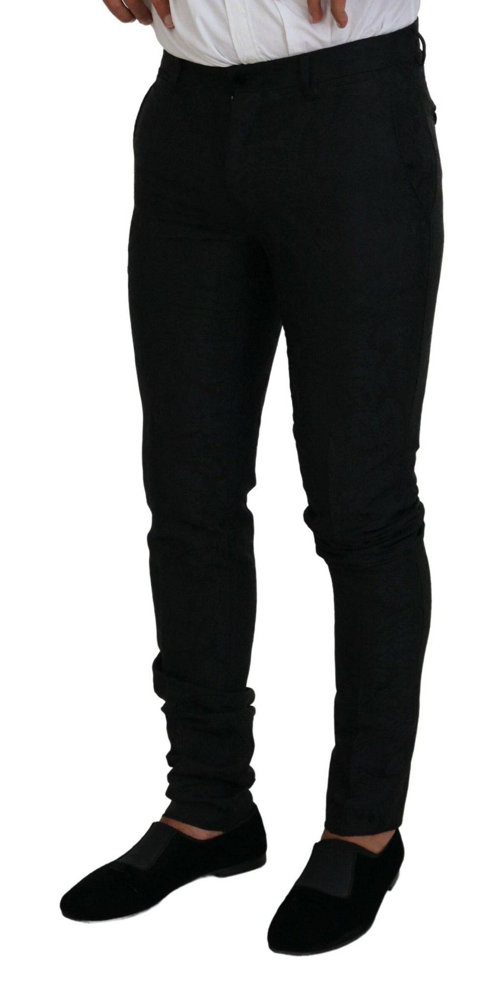 Costume homme en polyester noir Dolce & Gabbana, ensemble à 2 pièces Martini, élégant et sophistiqué, visible en détail.