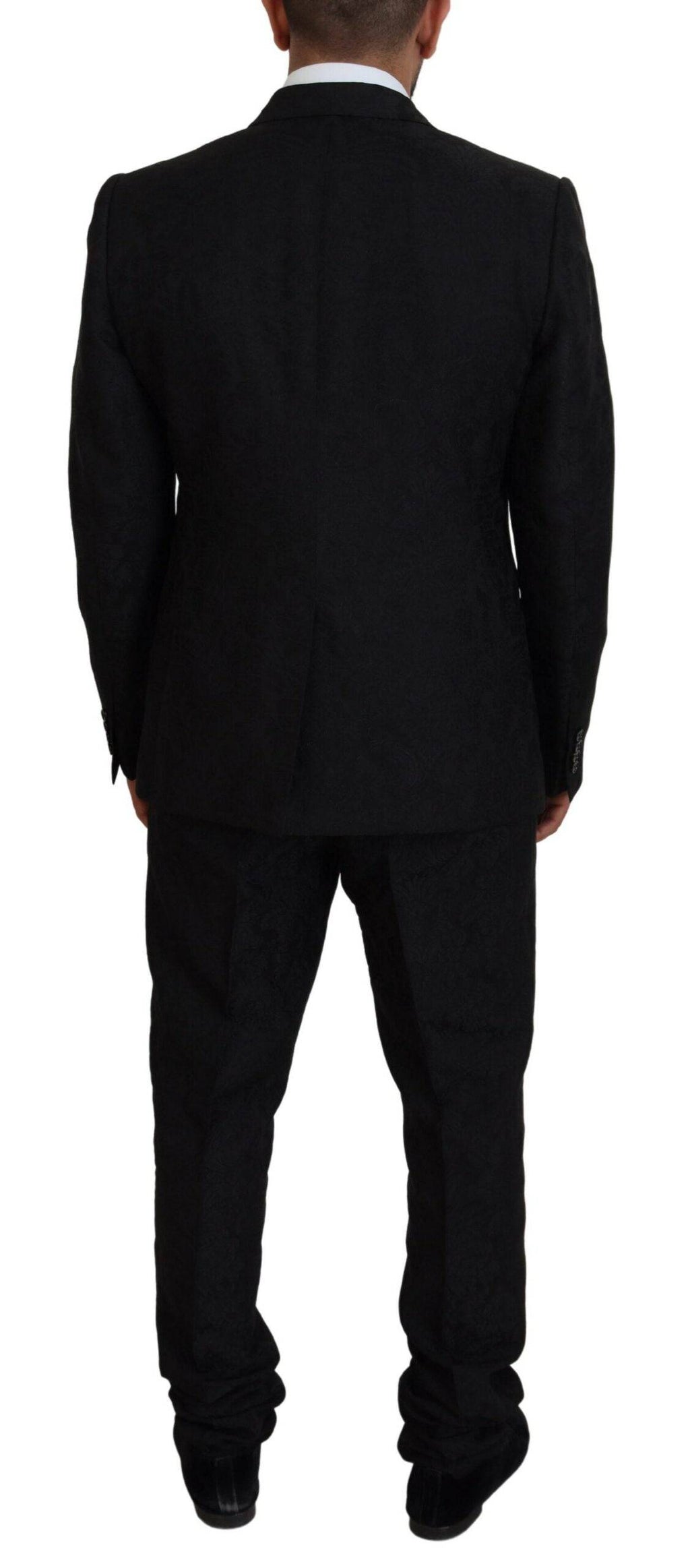 Costume deux pièces noir Dolce & Gabbana avec veste à double boutonnage pour homme.