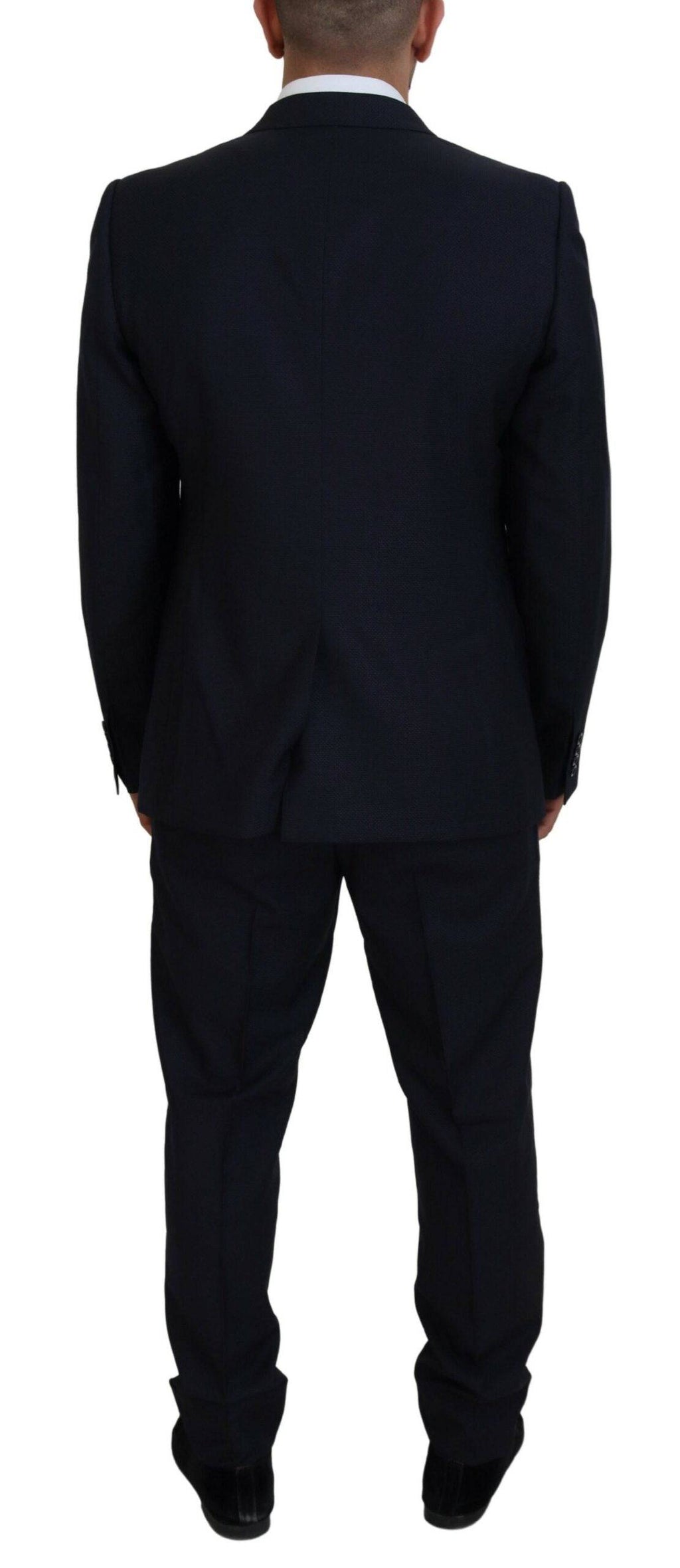 Costume deux pièces Dolce & Gabbana Martini bleu à boutonnière simple, veste et pantalon élégants, prêt-à-porter pour homme.