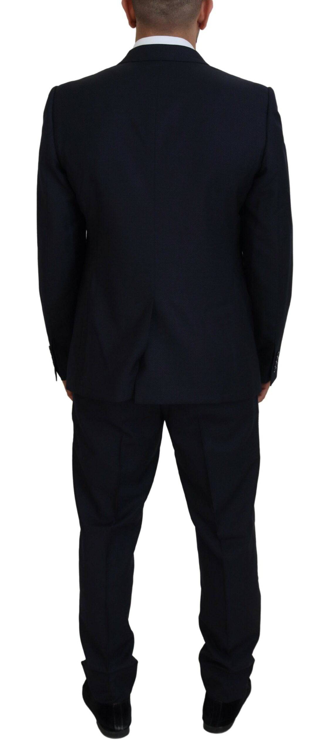 Costume deux pièces Dolce & Gabbana Martini bleu à boutonnière simple, veste et pantalon élégants, prêt-à-porter pour homme.
